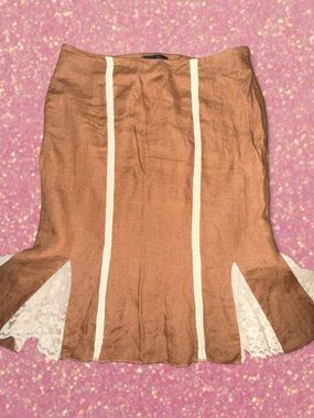 Bebe Linen lace pleated skirt